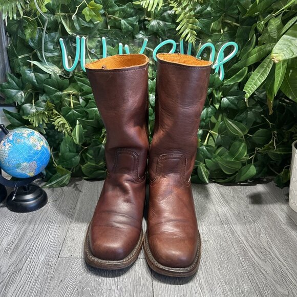 Vintage Frye Campus Women’s Red Rare Square Western Made In USA Boots 9 Fit Wide - Picture 2 of 10